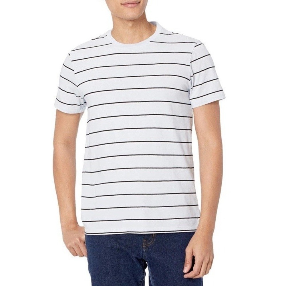 NWT‎ Club Monaco Short Sleeve Twin Striped Shirt Light Blue Men's Large